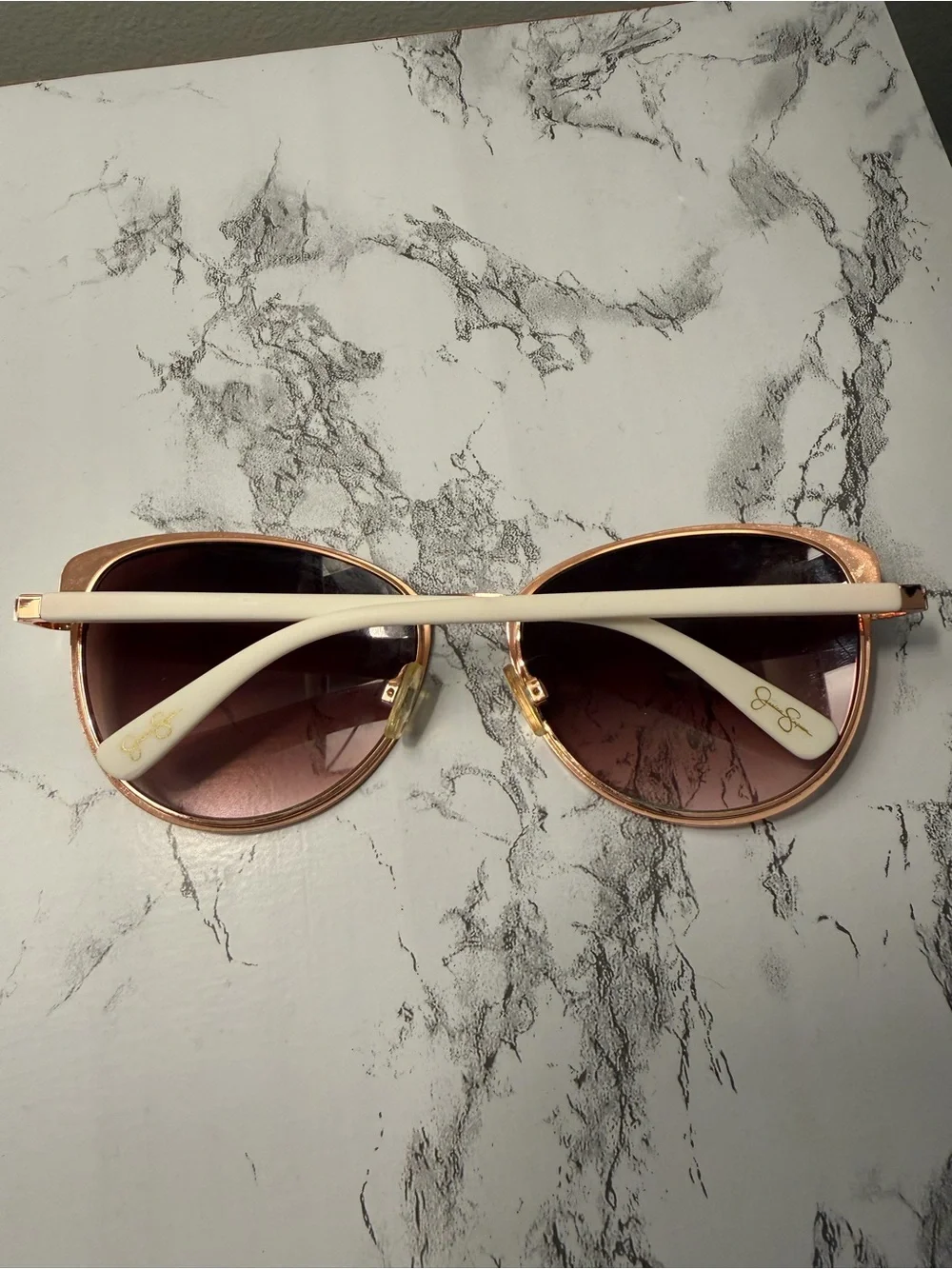 Jessica Simpson White Frame Sunglasses with Brown Lenses